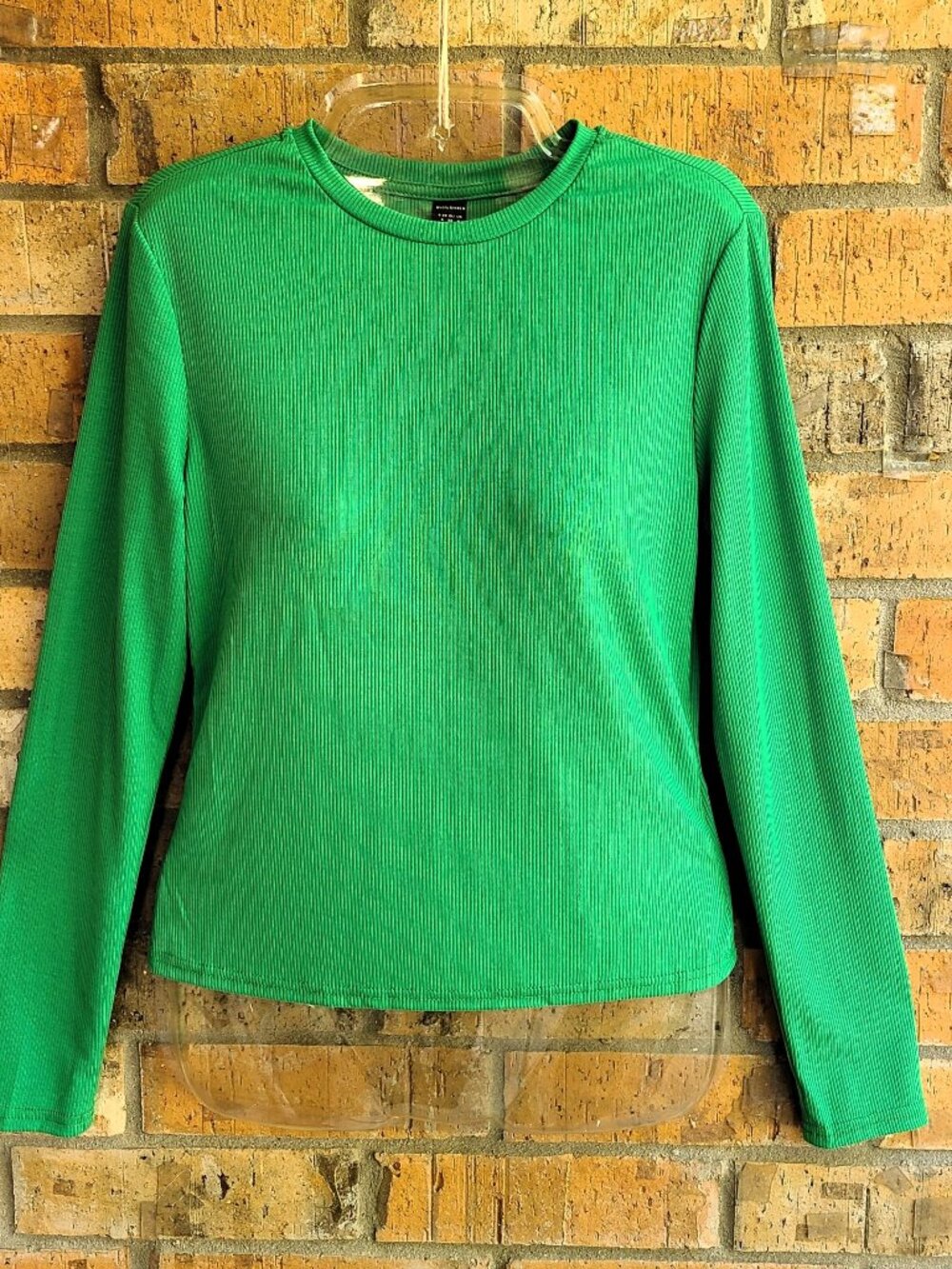 Evolu SHEIN Rib Knit Top Pullover Blouse Bright Green Size S Stretch Casual